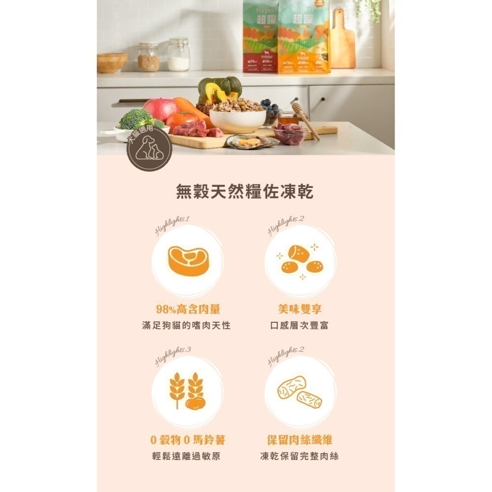 Hyperr 超躍 98% 凍乾 生食 冷凍乾燥 生食餐 貓用 貓飼料 貓糧 無穀 安心 高含肉量-細節圖4