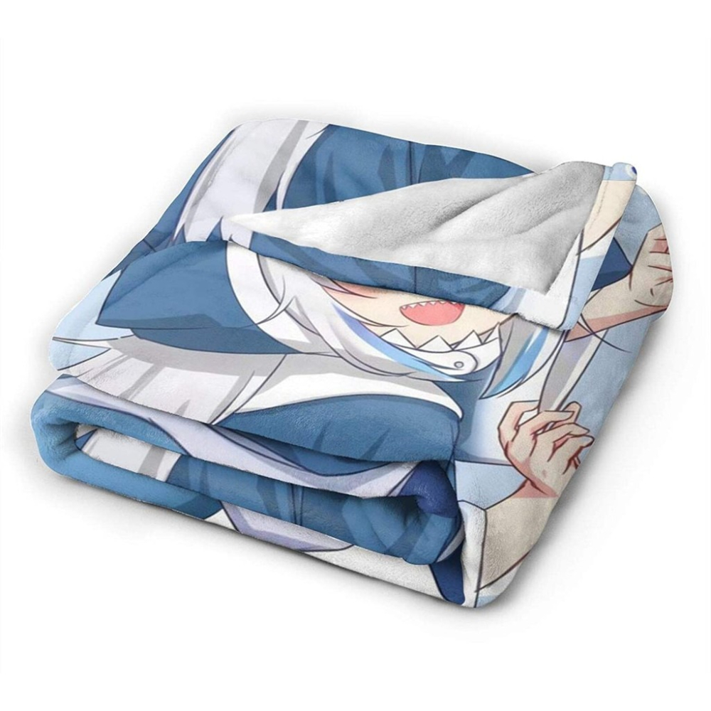 Hololive 噶嗚·古拉毛毯 古拉COS 鯊魚 鯊鯊 Gawr Gura Gawr Gura毛毯-細節圖2