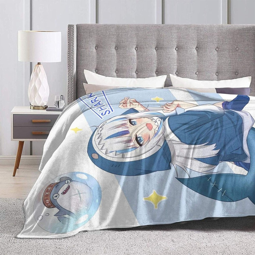 Hololive 噶嗚·古拉毛毯 古拉COS 鯊魚 鯊鯊 Gawr Gura Gawr Gura毛毯-細節圖3