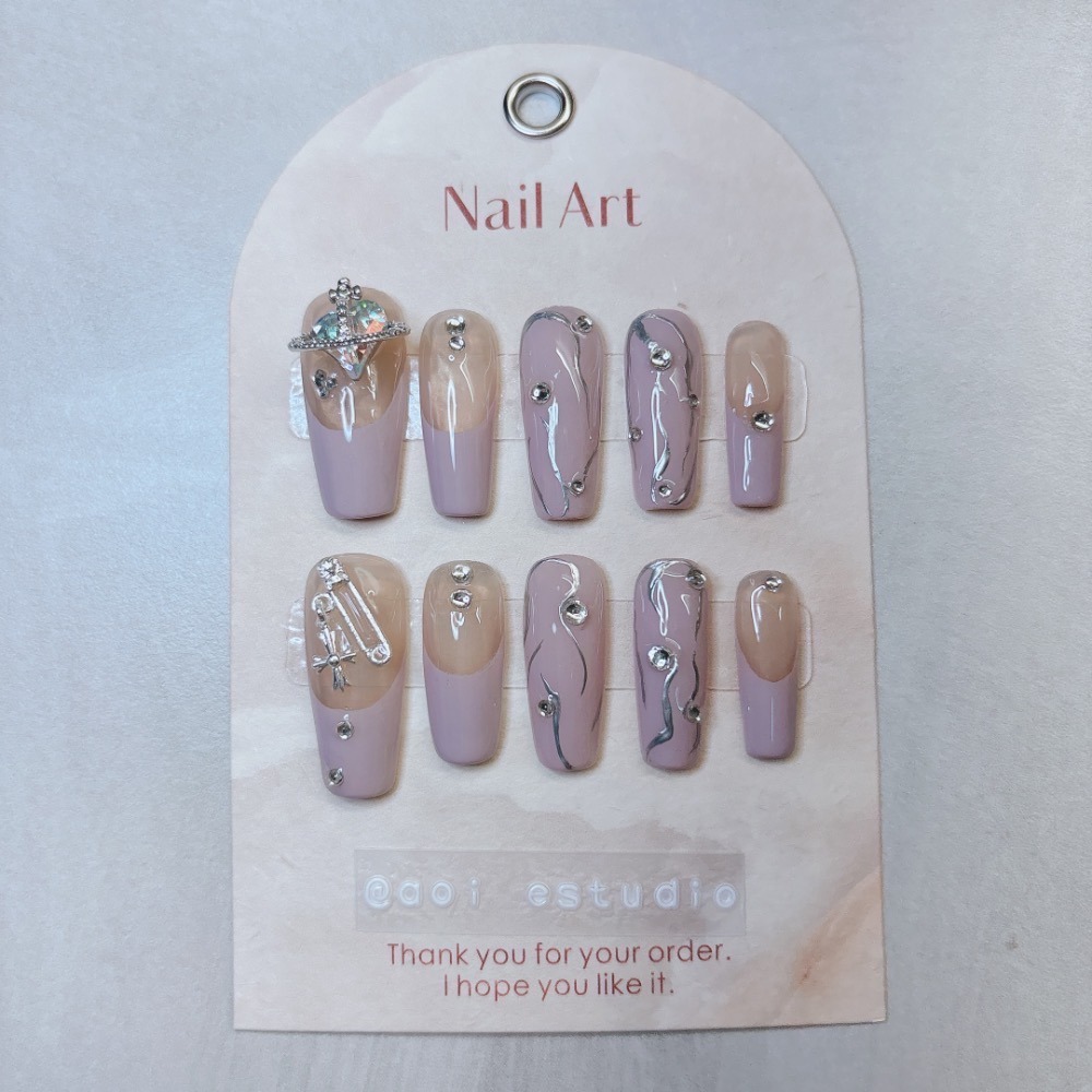 葵の手工穿戴甲🌻百搭芋泥紫小眾法式💜-細節圖2