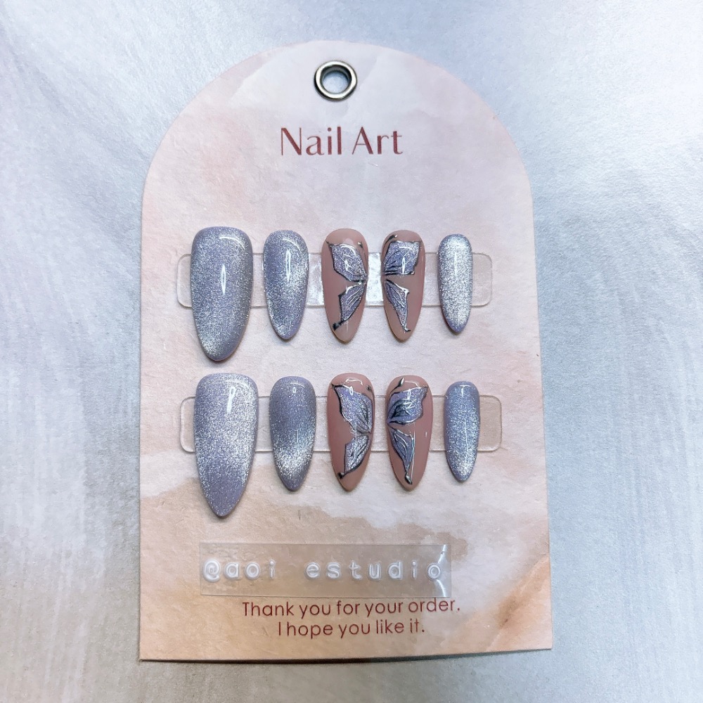 葵の手工穿戴甲🌻爆閃貓眼蝴蝶🦋-細節圖3