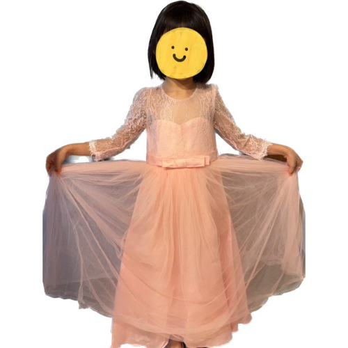 超美❤️長澎裙款現貨🌹洋裝、花童禮服、粉色長袖、紗裙洋裝，110-130公分。