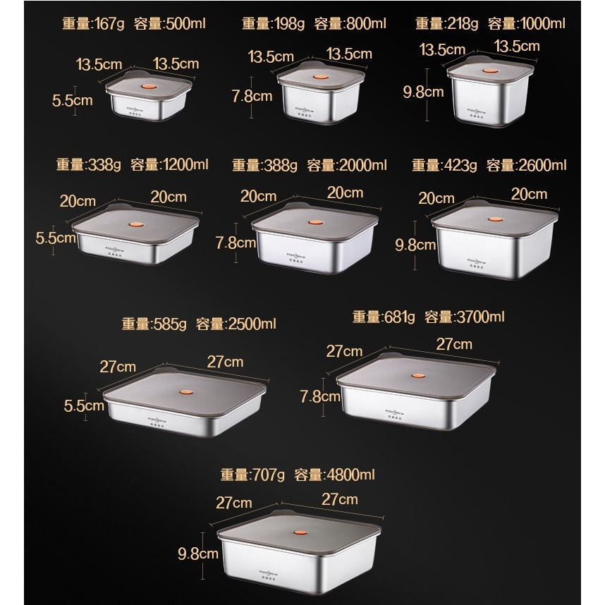 【巔品】✅發票&現貨 304不鏽鋼保鮮盒 不鏽鋼半密封 不鏽鋼冰箱保鮮盒 LFGB認證 家用食物收納盒 304不鏽鋼食品-細節圖9