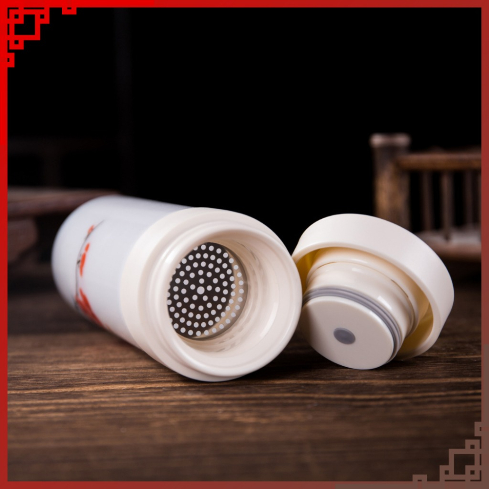 【巔品購物】景德鎮 350ml 玉瓷杯 一鍵開蓋 陶瓷保溫杯 景德鎮白玉 玉瓷保溫杯 陶瓷隨行杯-細節圖5