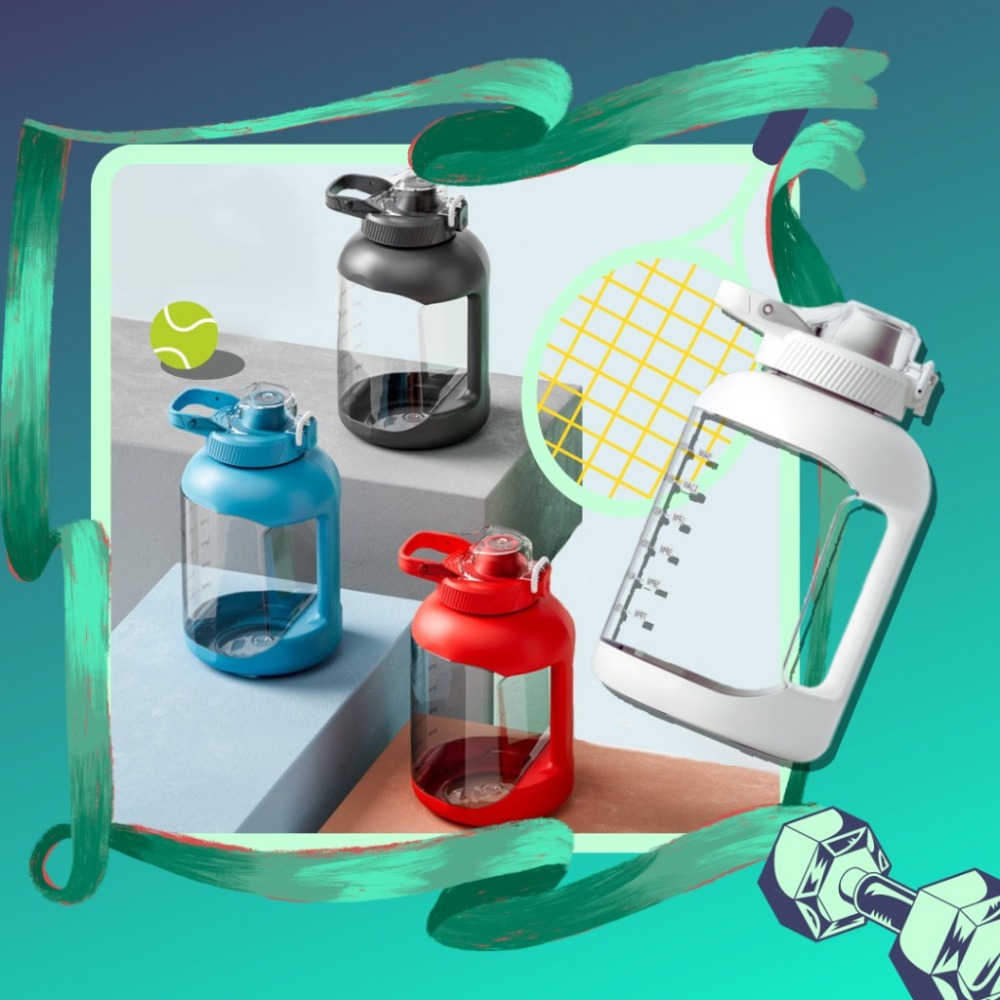 【巔品購物】加厚1500ml Tritan運動水壺 大容量噸噸桶 便攜噸噸杯 網紅杯噸噸壺 巨無霸水壺-細節圖2