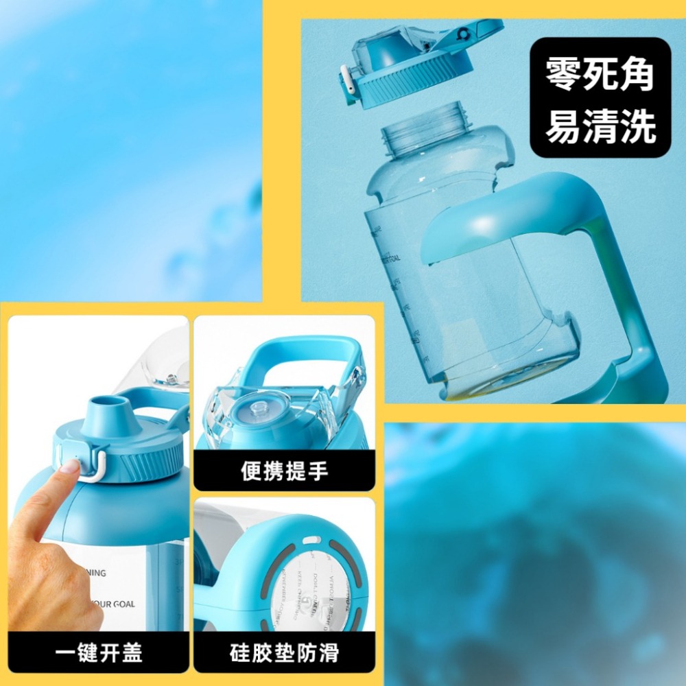 【巔品購物】加厚1500ml Tritan運動水壺 大容量噸噸桶 便攜噸噸杯 網紅杯噸噸壺 巨無霸水壺-細節圖3
