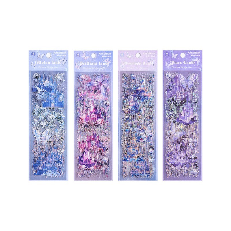 【巔品購物】 天空之城 鐳射貼紙包 切膜 手帳貼紙 創意貼畫 手帳素材-細節圖5