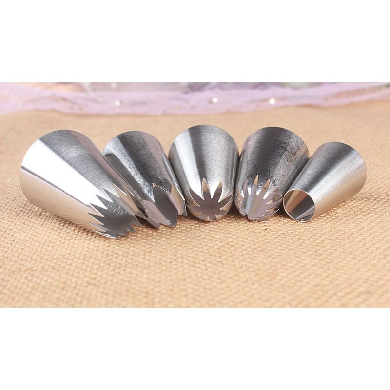 【巔品】 5件套加大/大號裱花嘴 304不鏽鋼花嘴 奶油裱花嘴 曲奇花嘴-細節圖2