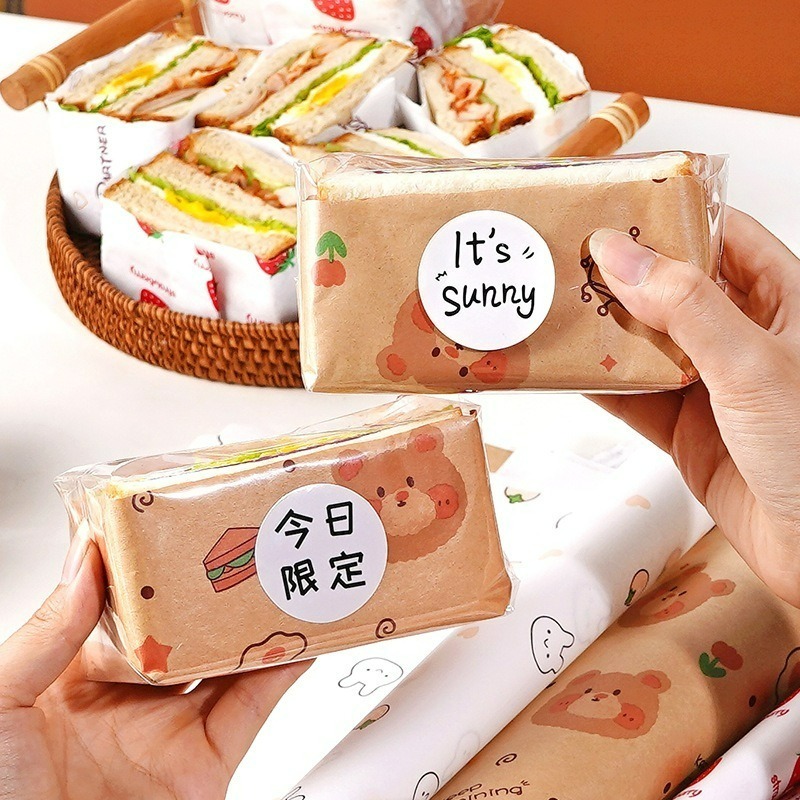 【巔品購物】 100入油紙 三明治包裝紙 點心油紙 餅乾油紙 包裝紙 淋膜紙-細節圖4