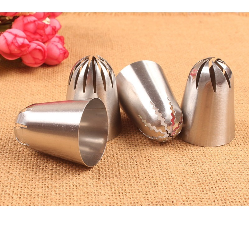 【巔品購物】 4件套加大號裱花嘴 304不鏽鋼花嘴 奶油裱花嘴 曲奇花嘴-細節圖9