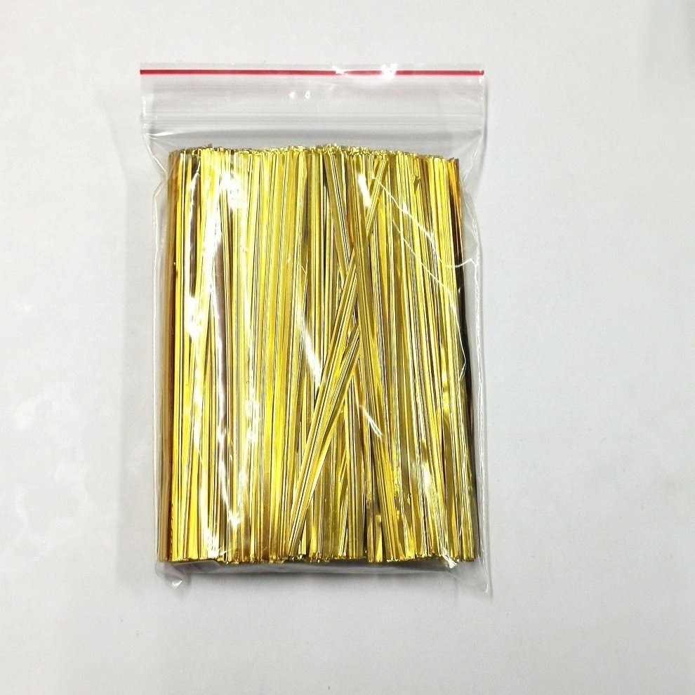 【巔品購物】10公分金線魔帶 金色魔術帶 紮線帶 束口紮帶 麵包吐司袋束口紮絲 鐵紮絲 束帶(約800支)-細節圖2