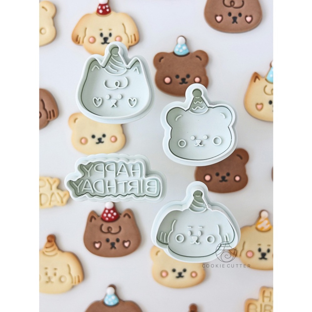 【巔品購物】INS風田園餅乾模 北歐幾何餅乾模 懷舊波紋牛奶餅乾模 立體印章餅乾模具 可愛小熊餅乾模三件套-細節圖8