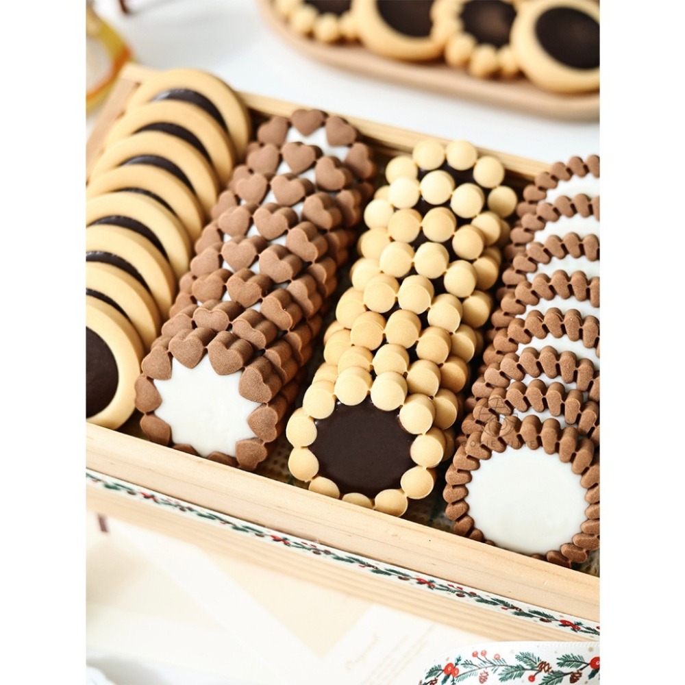 【巔品購物】INS風田園餅乾模 北歐幾何餅乾模 懷舊波紋牛奶餅乾模 立體印章餅乾模具 可愛小熊餅乾模三件套-細節圖9