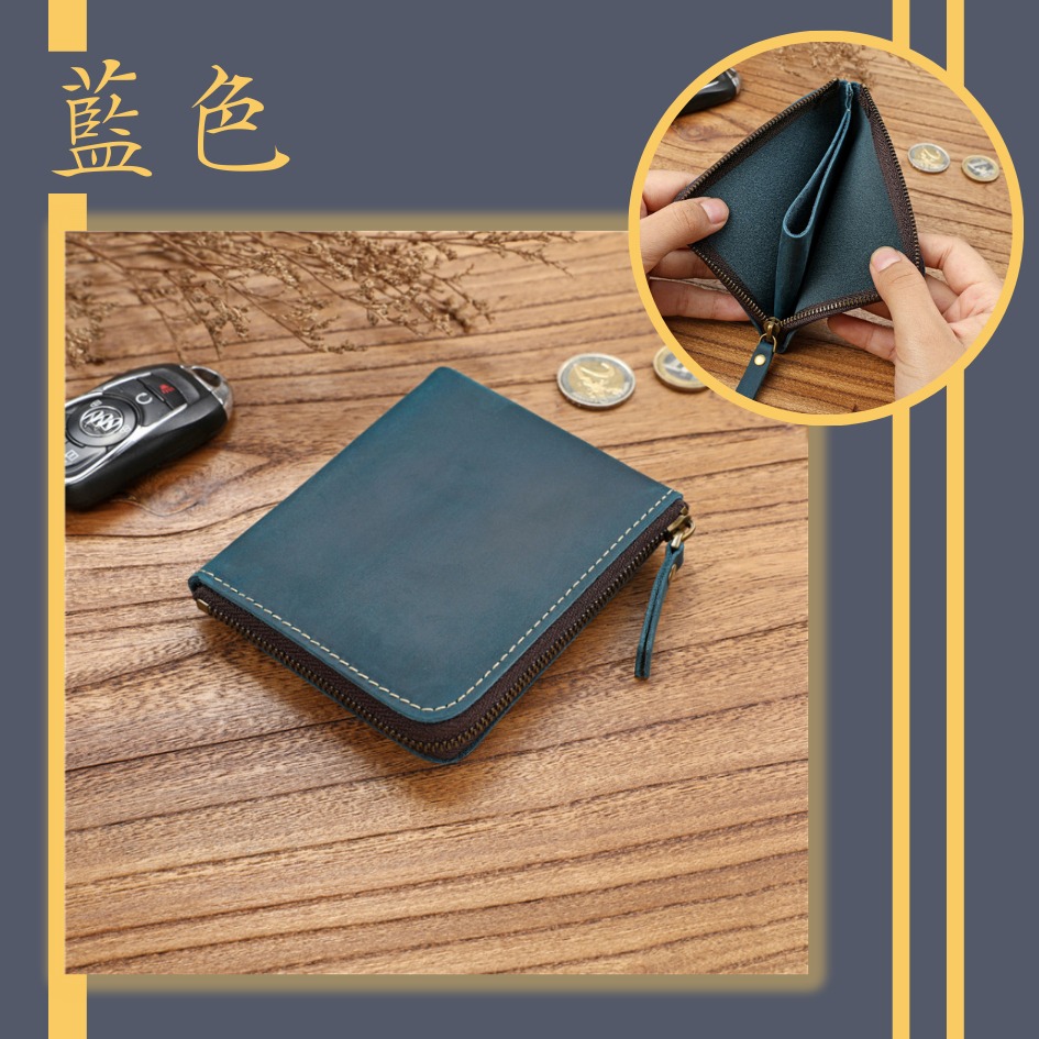 【巔品購物】瘋馬頭層牛皮 復古皮夾 男士皮夾 短拉鍊皮夾 真皮超薄 橫皮夾 簡約錢夾 真皮皮包-規格圖9