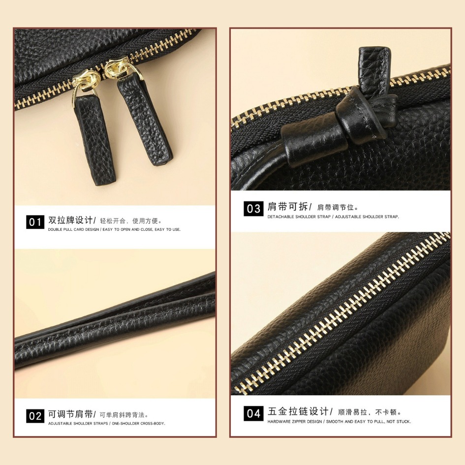 【巔品購物】✅發票 頭層牛皮手機包 荔枝紋理 真皮手機包 牛皮小肩包 真皮手機包 斜肩包 單肩包-細節圖4