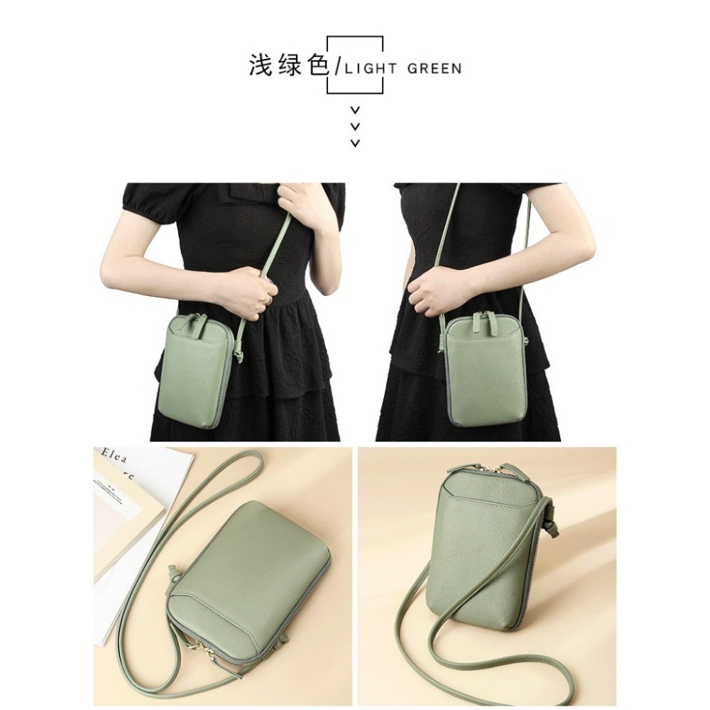 【巔品購物】✅發票 頭層牛皮手機包 荔枝紋理 真皮手機包 牛皮小肩包 真皮手機包 斜肩包 單肩包-規格圖7