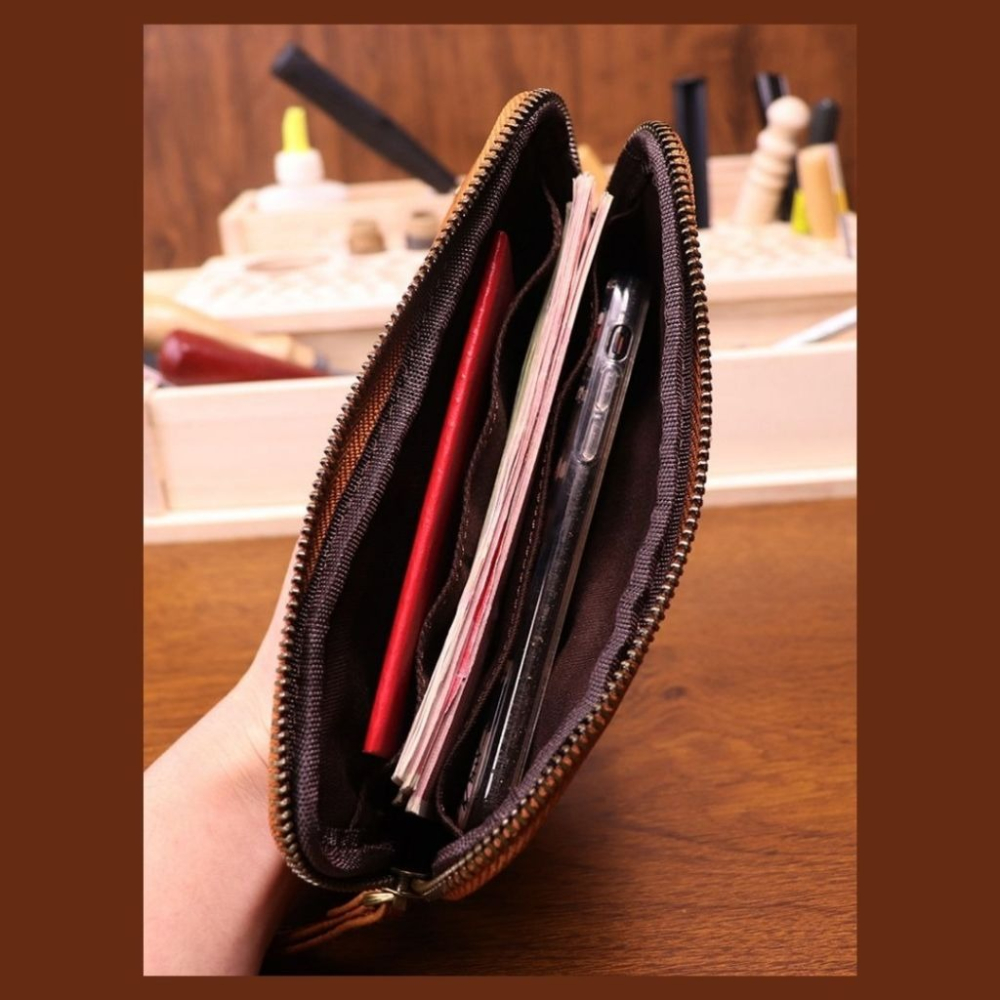 【巔品購物】植鞣皮復古包 頭層皮手拿包 植鞣皮手拿包 懷舊頭層皮包 大容量真皮皮包-細節圖6