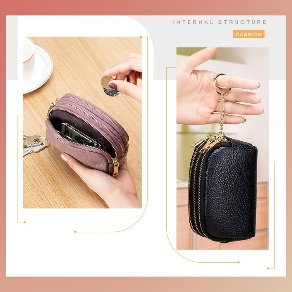 【巔品購物】韓式零錢包 頭層牛皮包 女版韓式錢包 真皮韓版錢包 牛皮 韓式 女版 零錢包 拉鍊皮包-細節圖7