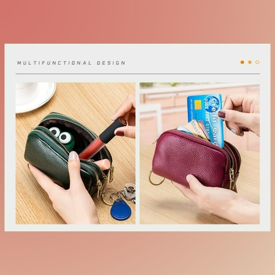 【巔品購物】韓式零錢包 頭層牛皮包 女版韓式錢包 真皮韓版錢包 牛皮 韓式 女版 零錢包 拉鍊皮包-細節圖5