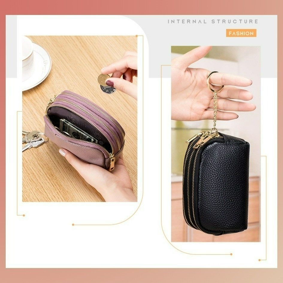 【巔品購物】韓式零錢包 頭層牛皮包 女版韓式錢包 真皮韓版錢包 牛皮 韓式 女版 零錢包 拉鍊皮包-細節圖7