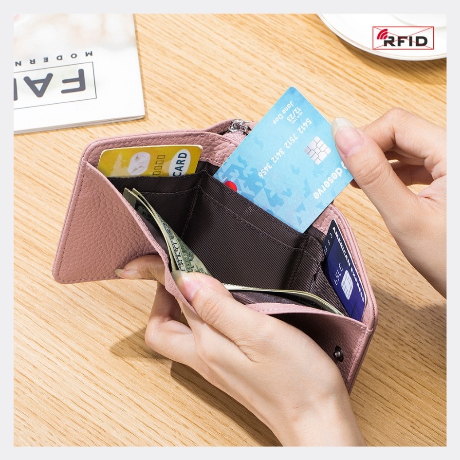 【巔品購物】日式三折短夾 和風牛皮皮夾 防盜刷皮夾 日版淑女風 皮夾 真皮皮夾 迷你皮夾 三折皮夾-細節圖4