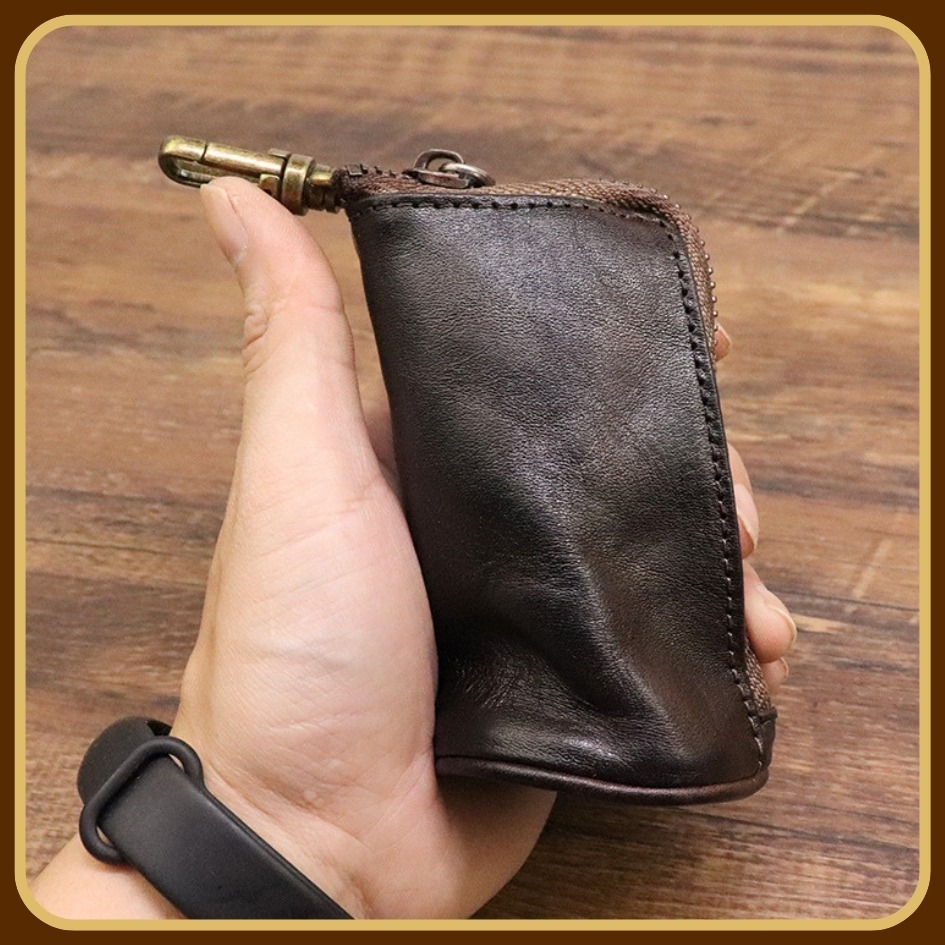 【巔品購物】植鞣皮鑰匙包 植鞣皮包 復古鑰匙包 鑰匙包 立體圓筒鑰匙包 頭層皮 植鞣皮 真皮-細節圖3