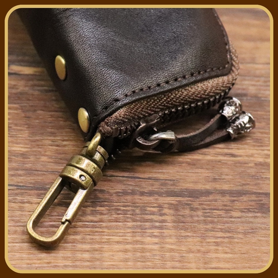 【巔品購物】植鞣皮鑰匙包 植鞣皮包 復古鑰匙包 鑰匙包 立體圓筒鑰匙包 頭層皮 植鞣皮 真皮-細節圖4