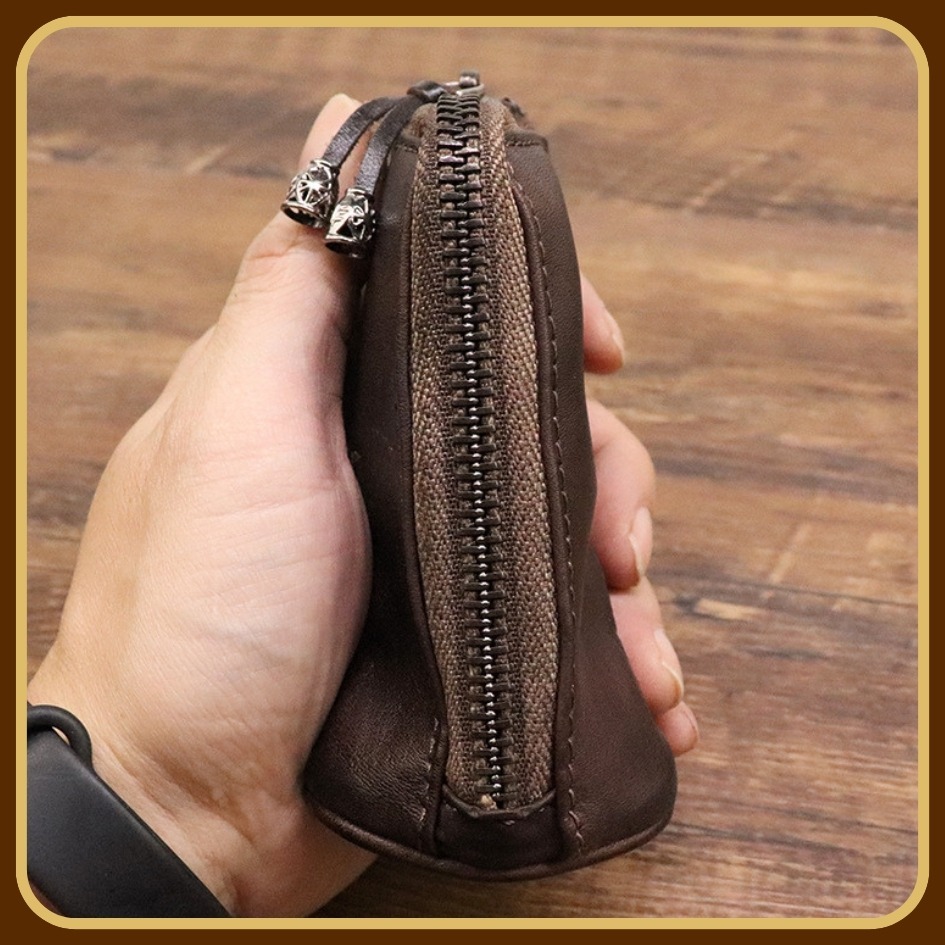 【巔品購物】植鞣皮鑰匙包 植鞣皮包 復古鑰匙包 鑰匙包 立體圓筒鑰匙包 頭層皮 植鞣皮 真皮-細節圖6