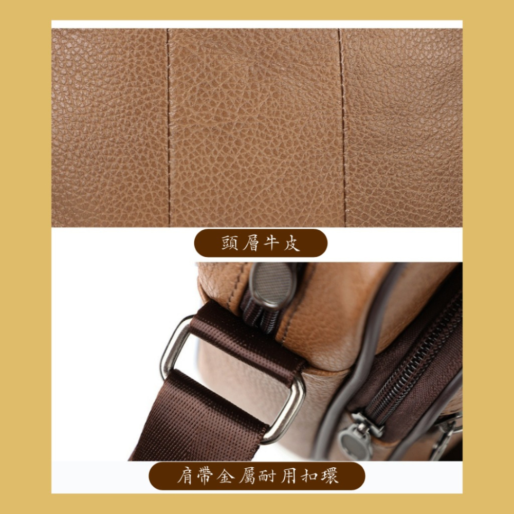 【巔品購物】復古風斜跨包 頭層牛皮肩包 可調斜肩包 牛皮側肩包 大容量肩包 劍橋包-細節圖6