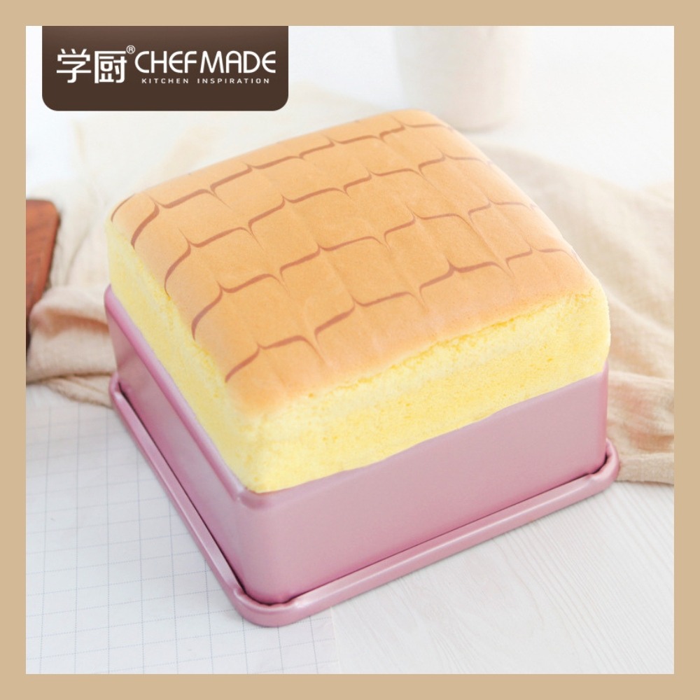 【巔品購物】8吋方型不粘烤模 玫瑰金 加高加厚 碳鋼材質 古早味蛋糕模 不粘模 不沾模-細節圖3