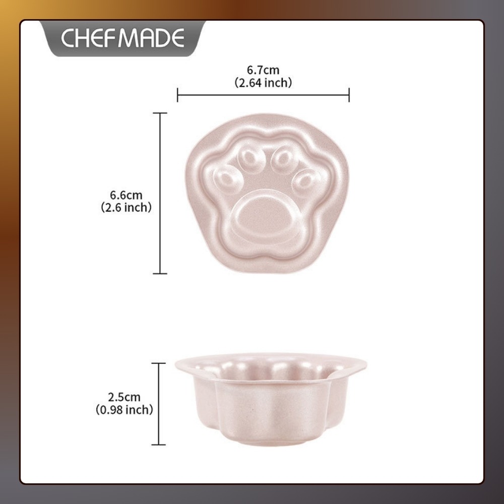 【巔品購物】chefmade 學廚 貓爪模6件套 不粘烤模 貓爪模 喵爪模 貓爪蛋糕模 可愛蛋糕模-細節圖3