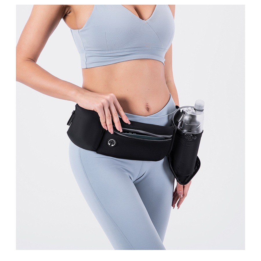 【巔品購物】✅發票 【LYCRA防水】時尚水壺腰包 可收納 戶外跑步 手機袋 運動健身腰包-細節圖2