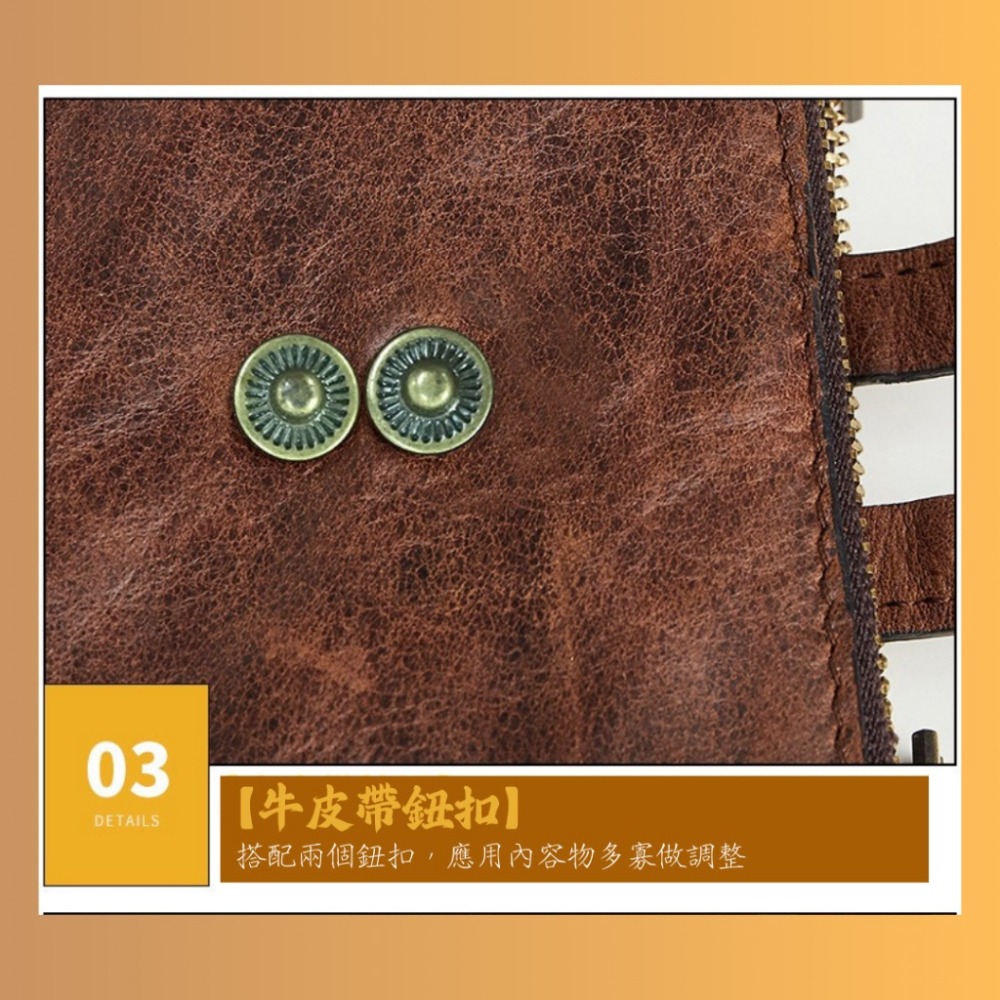【巔品購物】 防盜刷男用皮夾 16卡位 雙零錢拉鍊包 復古牛皮夾 頭層牛皮夾 二折皮夾 牛皮錢包-細節圖5