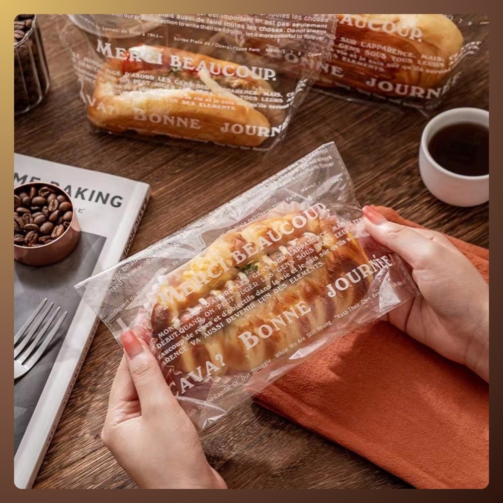 【巔品購物】法文點心袋 自黏麵包袋 麵包袋 自黏袋 點心袋 甜點袋 食品包裝袋-細節圖3