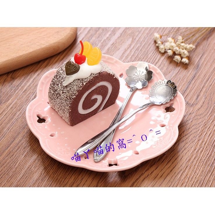 【巔品購物】304不鏽鋼 日式咖啡勺 花朵勺 花形勺 甜點勺 冰淇淋勺 甜品勺 小湯匙 甜點湯匙-細節圖3