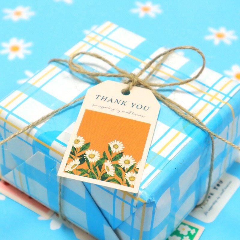 【巔品】✅發票&現貨 圓形牛皮紙 吊牌 白卡紙 50片/100片附麻繩 Thank You/Handmade 復古吊牌-細節圖9