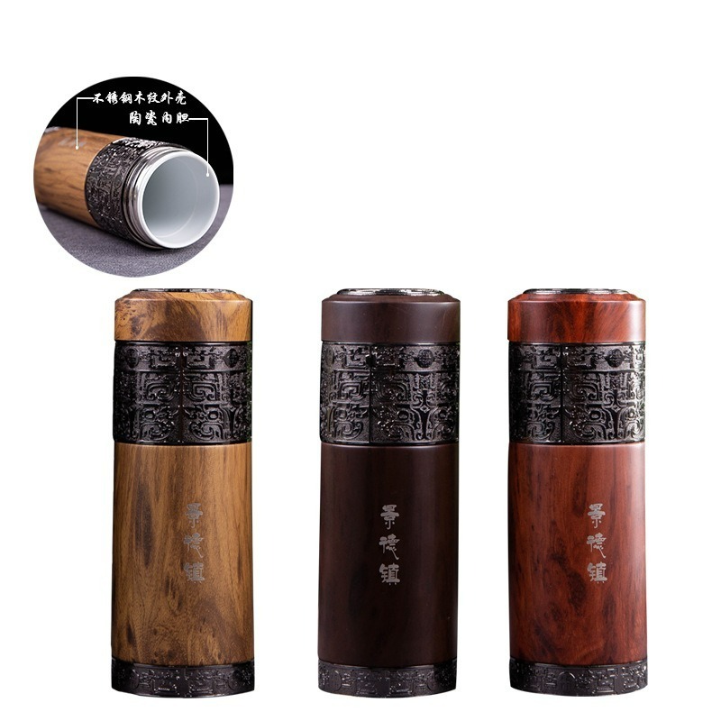 【巔品】【景德鎮】350ml全陶瓷雙層內膽保溫杯 304外殼 全瓷內膽隨行杯 家用咖啡杯 辦公杯 自帶杯 可樂杯 飲料杯-細節圖3