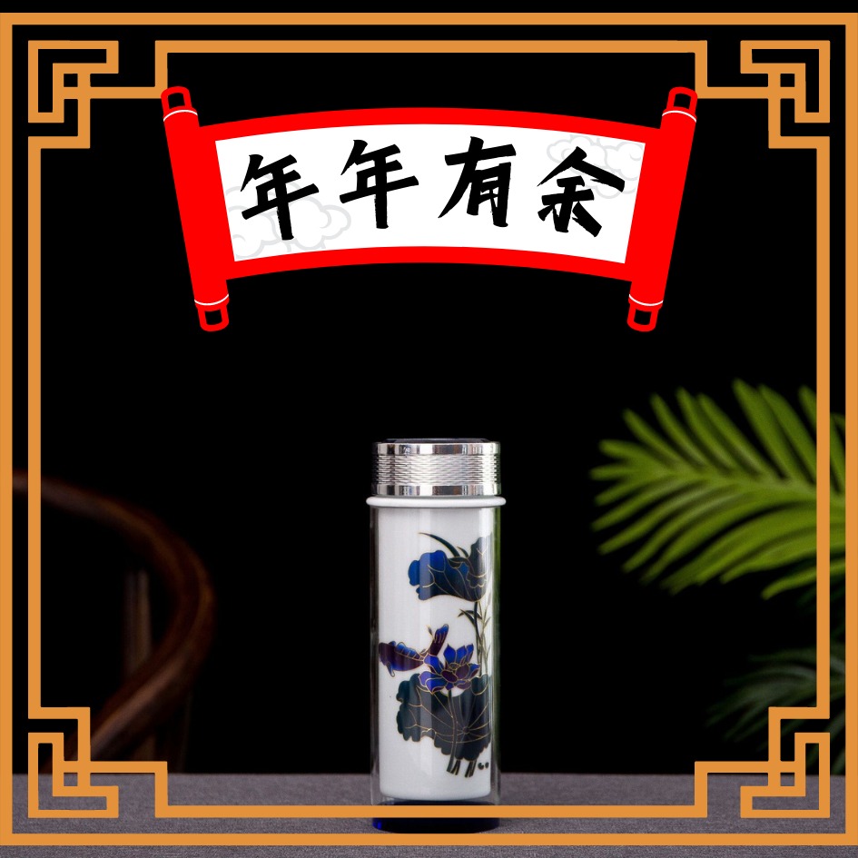 【巔品購物】【景德鎮】(可變色) 陶瓷保溫杯 雙層玻璃陶瓷杯 手繪青花 瓷杯 杯子 保溫杯-規格圖8