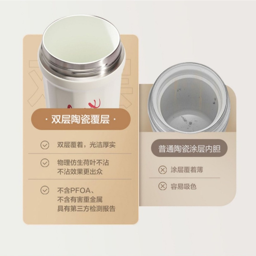 【巔品】✅發票 600ml雙層陶瓷塗層保溫杯 陶磁內膽保溫杯 陶瓷保溫杯 咖啡保溫杯  杯子 保溫杯 隨行杯 水壺 陶瓷-細節圖6