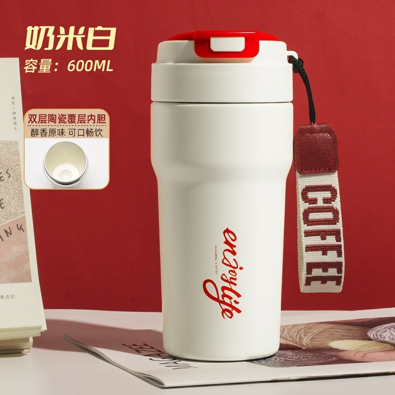 【巔品】✅發票 600ml雙層陶瓷塗層保溫杯 陶磁內膽保溫杯 陶瓷保溫杯 咖啡保溫杯  杯子 保溫杯 隨行杯 水壺 陶瓷-規格圖6