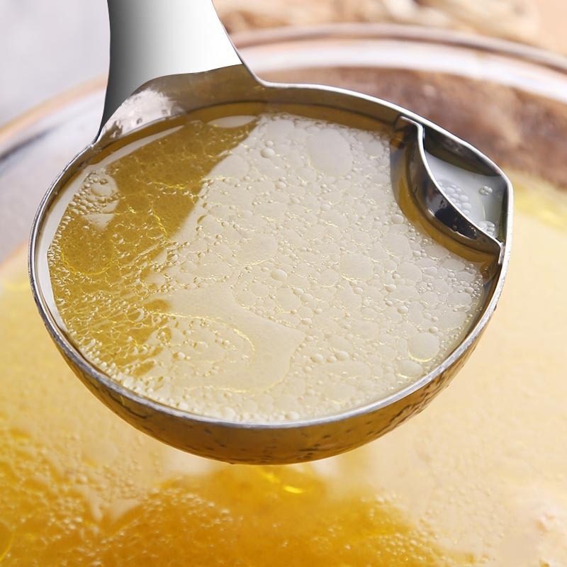 【巔品購物】✅發票 加厚款 304不鏽鋼隔油勺 304不銹鋼濾油勺 304漏油湯勺 油湯分離勺 瀝油勺 濾油勺-細節圖3