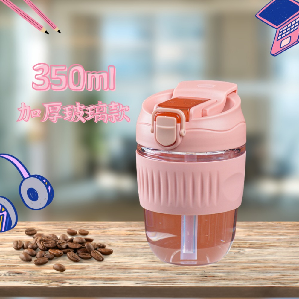 【巔品購物】高硼矽玻璃雙飲杯 350/500ml喝水杯 高顏質輕奢風水瓶 玻璃咖啡杯 雙層加厚水壺-規格圖5