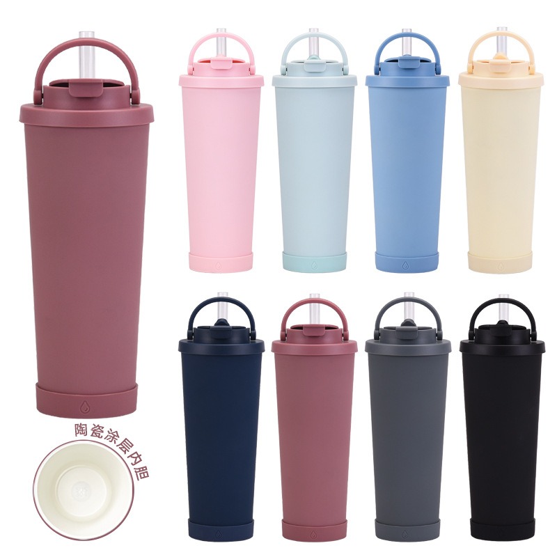 【巔品購物】 830ml 陶瓷保溫杯 手搖雙飲 陶瓷塗層杯 波霸吸管杯 手搖杯 tritan吸管杯 內陶瓷 陶瓷杯-細節圖3