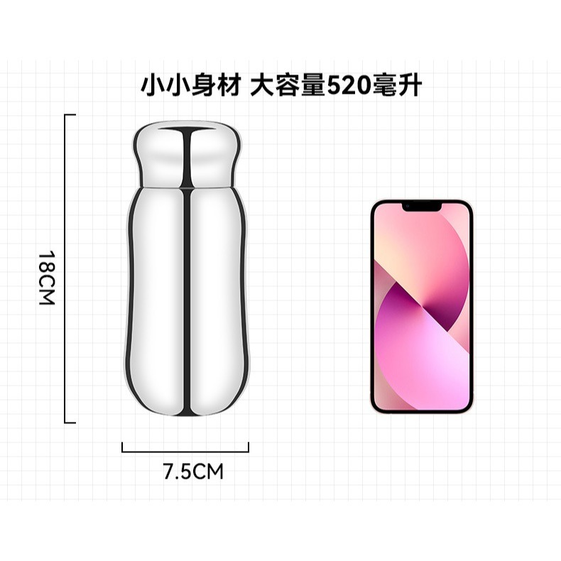 【巔品購物】【按摩杯蓋】316不鏽鋼 保溫杯 胖胖杯 一體成形 無縫 520ml 保溫瓶 保冰 保冷-細節圖8