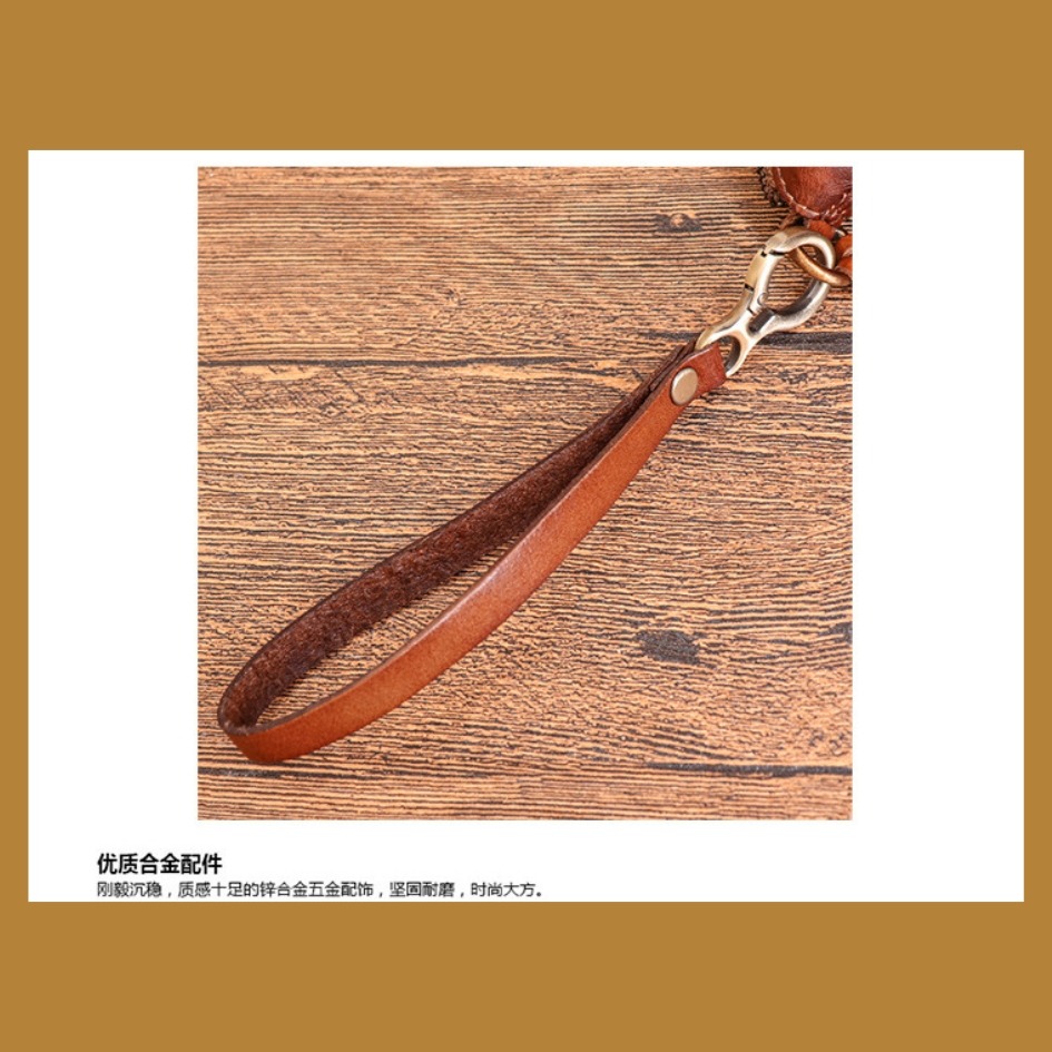 【巔品購物】植鞣皮三角錢包 復古頭層皮錢袋 真皮錢包 鑰匙包 植鞣皮-細節圖8