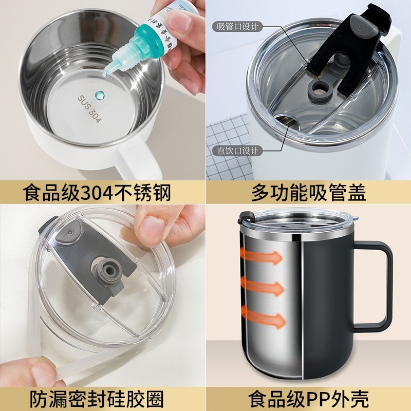 【巔品購物】【歐式風格】500ml 咖啡杯 304不鏽鋼拿鐵杯 不鏽鋼杯 有蓋馬克杯 304杯子 不鏽鋼水杯-細節圖9