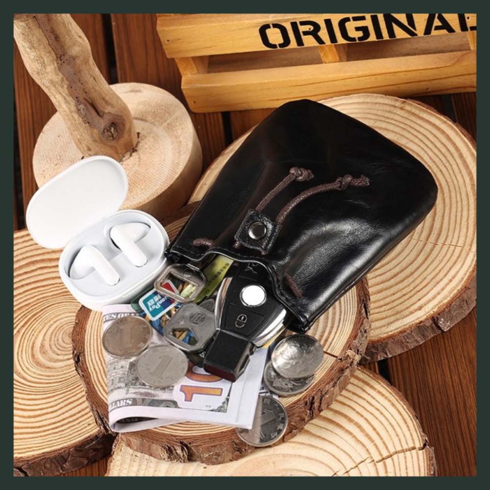 【巔品購物】零錢皮包 迷你束口包 珠寶首飾收納包 復古手工錢包 簡約皮夾-細節圖2