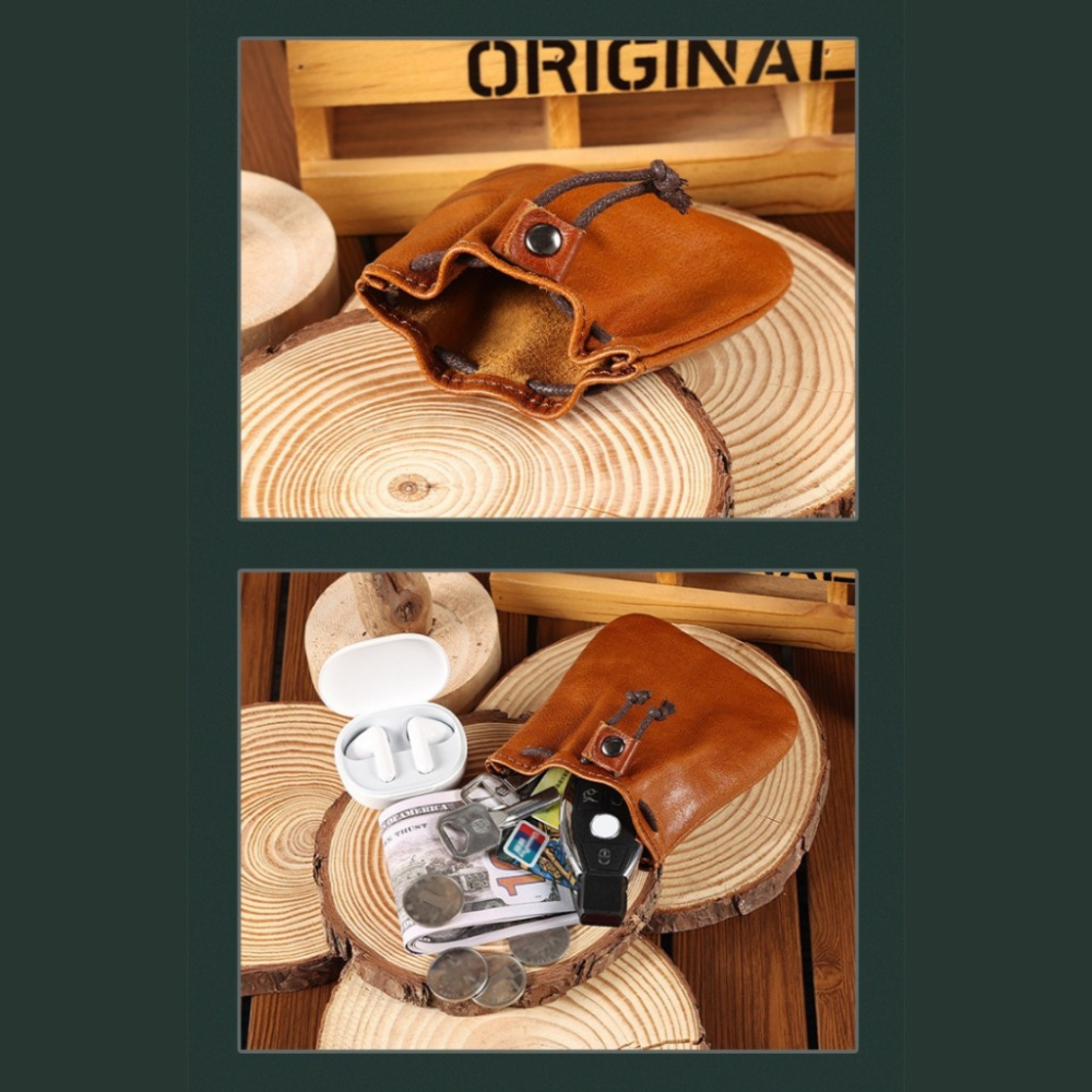 【巔品購物】零錢皮包 迷你束口包 珠寶首飾收納包 復古手工錢包 簡約皮夾-細節圖6