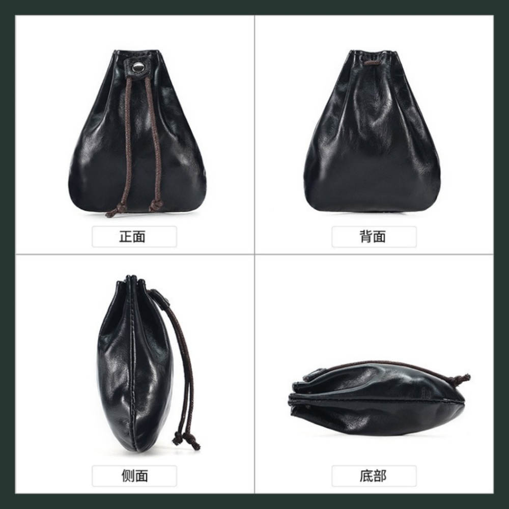 【巔品購物】零錢皮包 迷你束口包 珠寶首飾收納包 復古手工錢包 簡約皮夾-細節圖8