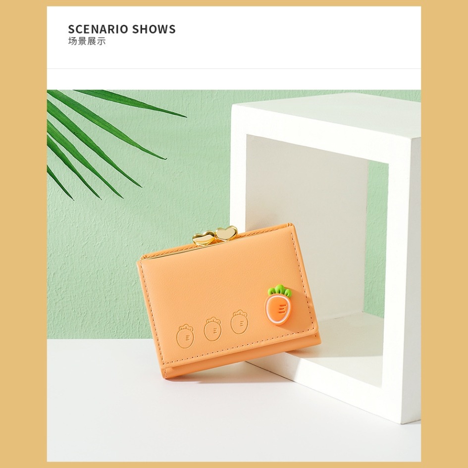 【巔品購物】韓式PU短夾 環保皮革皮包 韓式迷你零錢包 清新淑女風短夾 韓式三折錢包 韓式皮夾-細節圖3